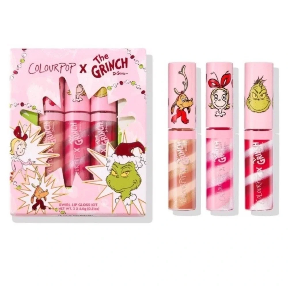 ColourPop X The Grinch 3pk Merry Grinchmas Swirl Lip Gloss Gift Set Holiday NEW